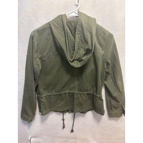 Forever 21 Olive Green Hooded Jacket With Drawstring & Pockets - Size S - Picture 7 of 8